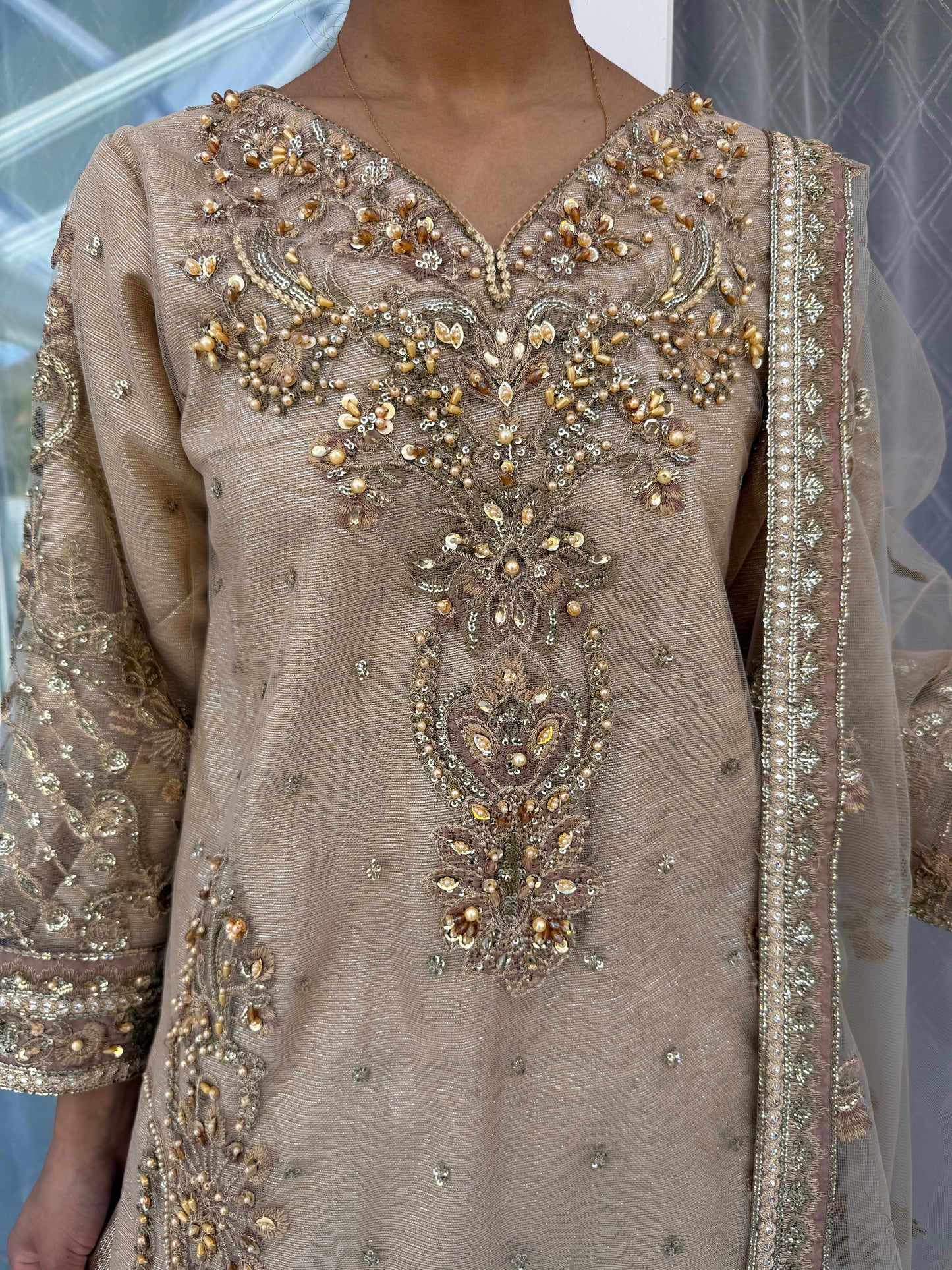 MAIRA - Handwork embellished net kameez with sharara