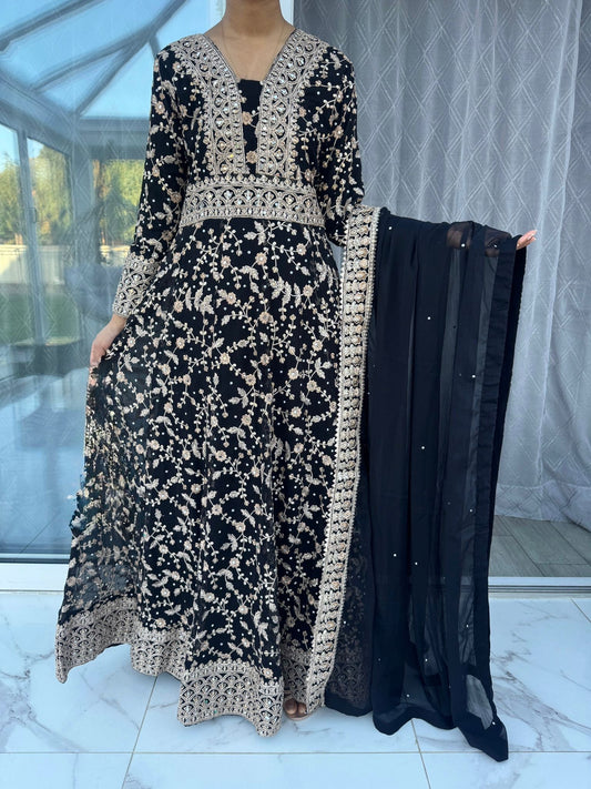 ISHQ - Embroidered chiffon maxi dress