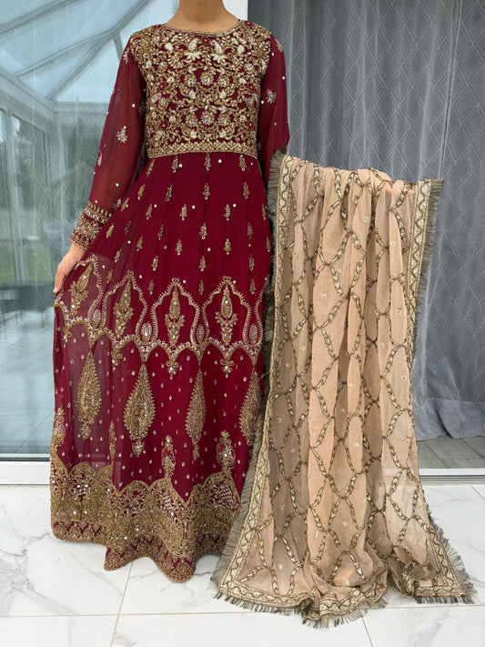 ISHQ - Embroidered chiffon readymade maxi dress