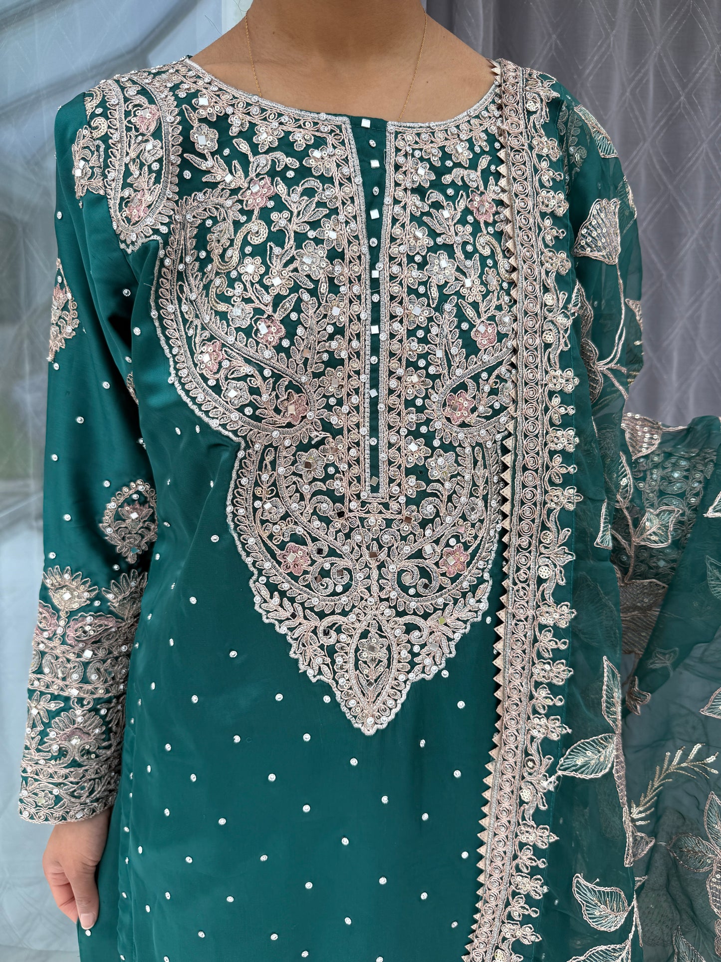 KAINAT - Embroidered silk kameez with plazo