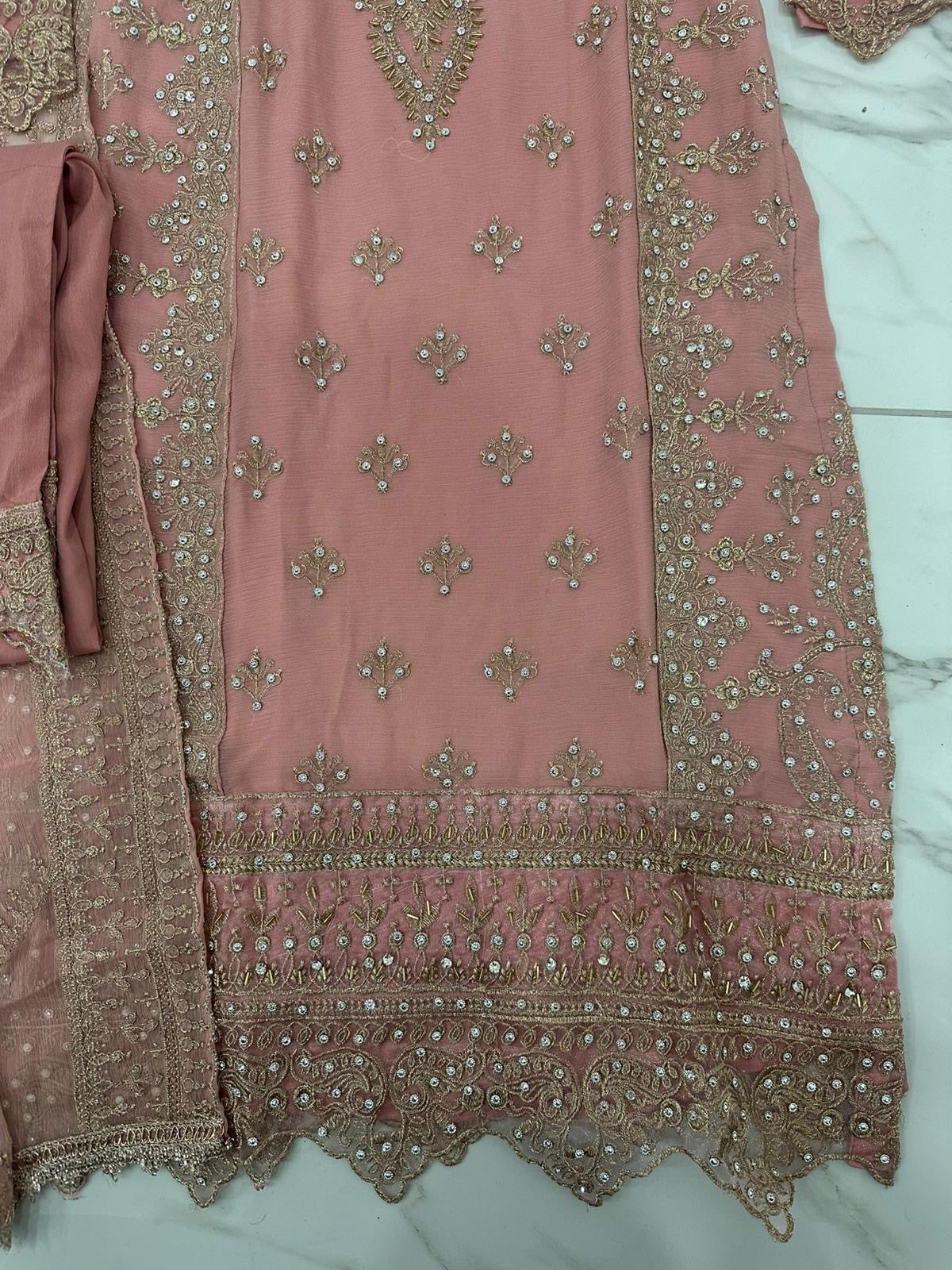 3 piece embroidered chiffon outfit