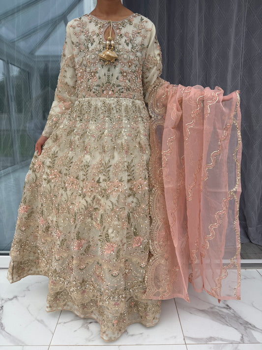 AYNOOR - Embroidered organza double layered maxi dress