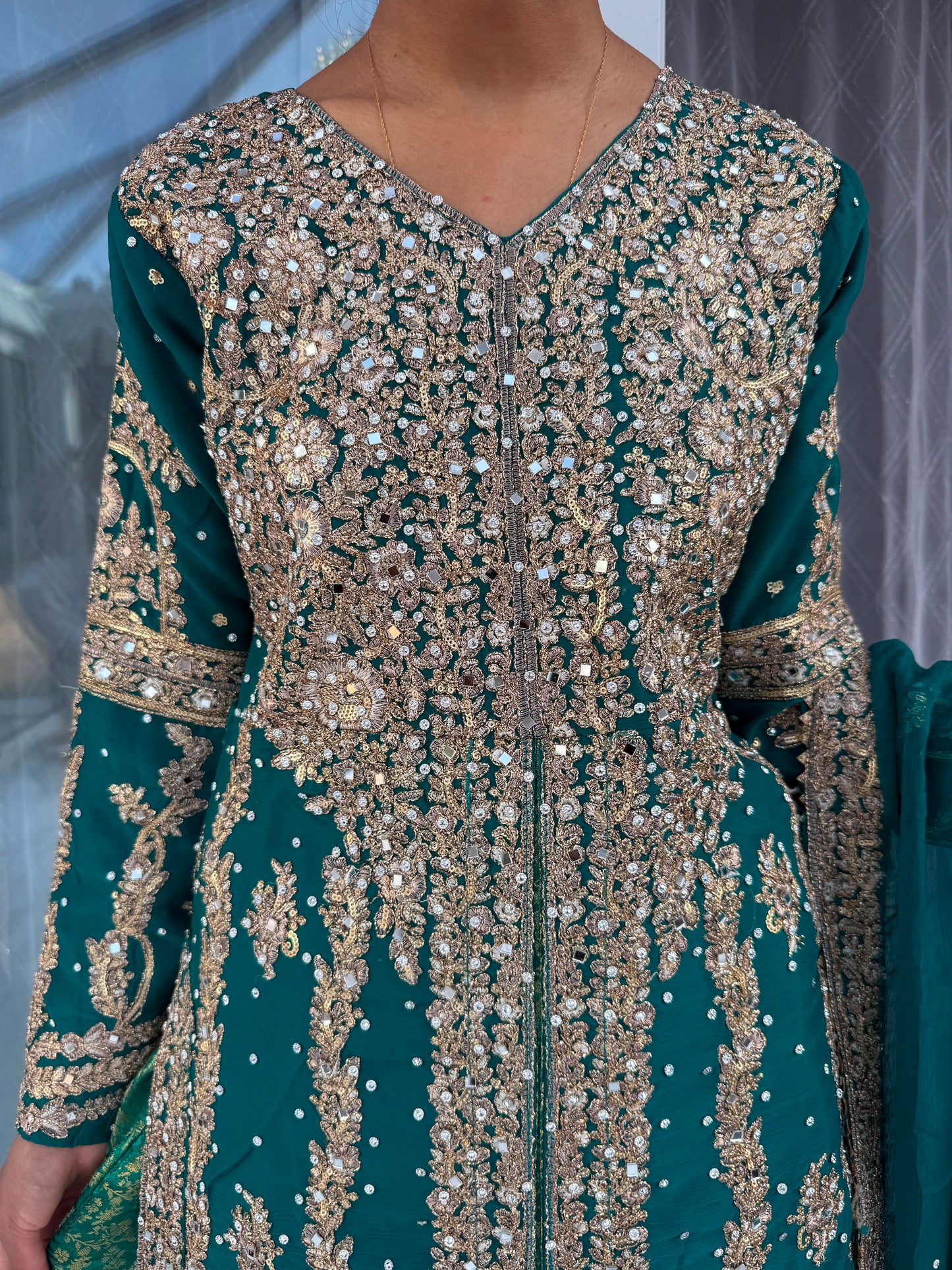 JHALAK - Embroidered chiffon kameez with brocade lengha