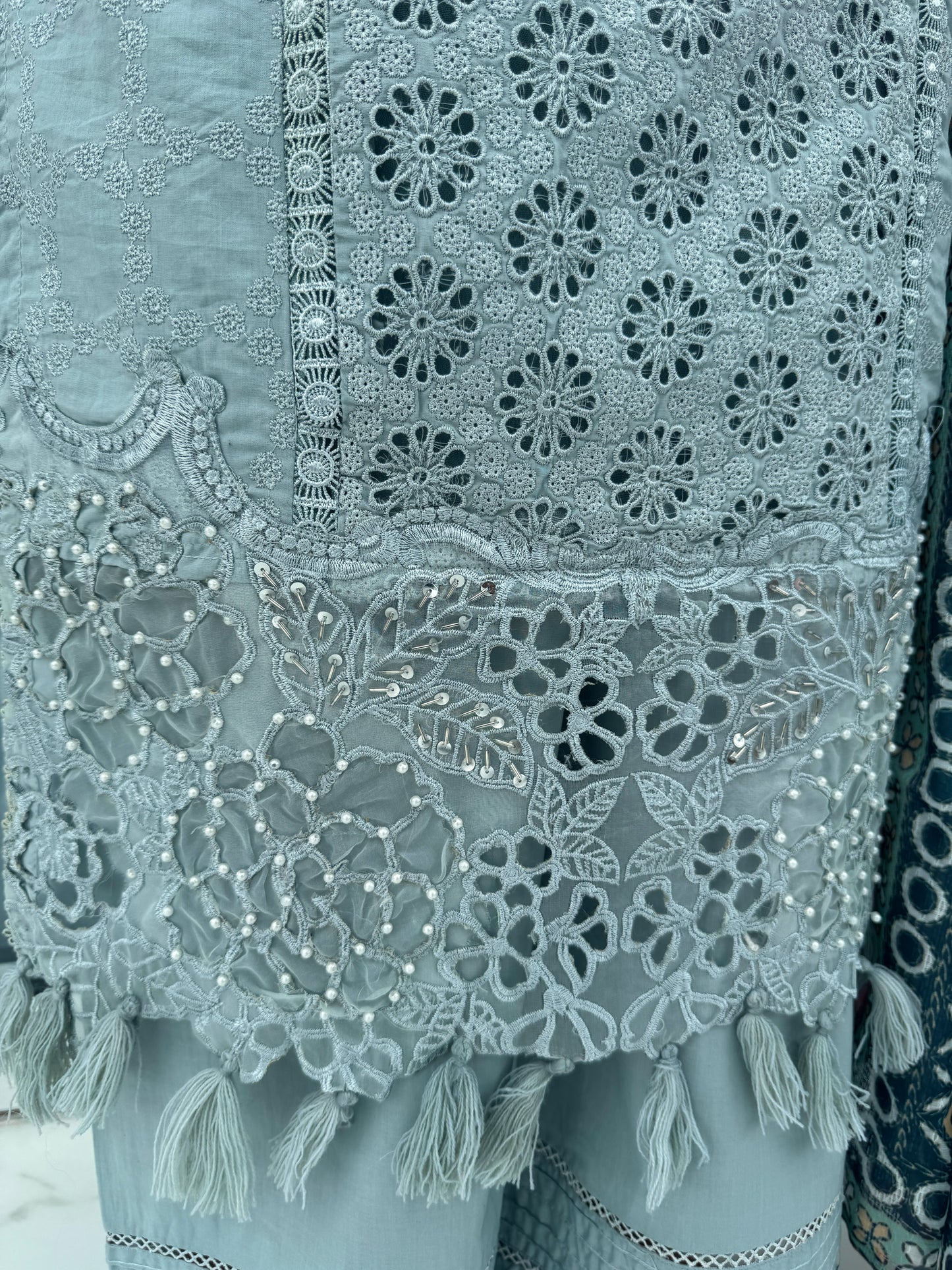 AMNA - Embroidered chikan kari kameez with plazo