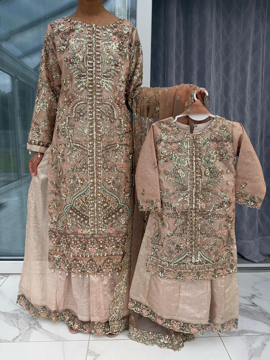 ALAIRA - Handwork embellished net outfit with Sharara