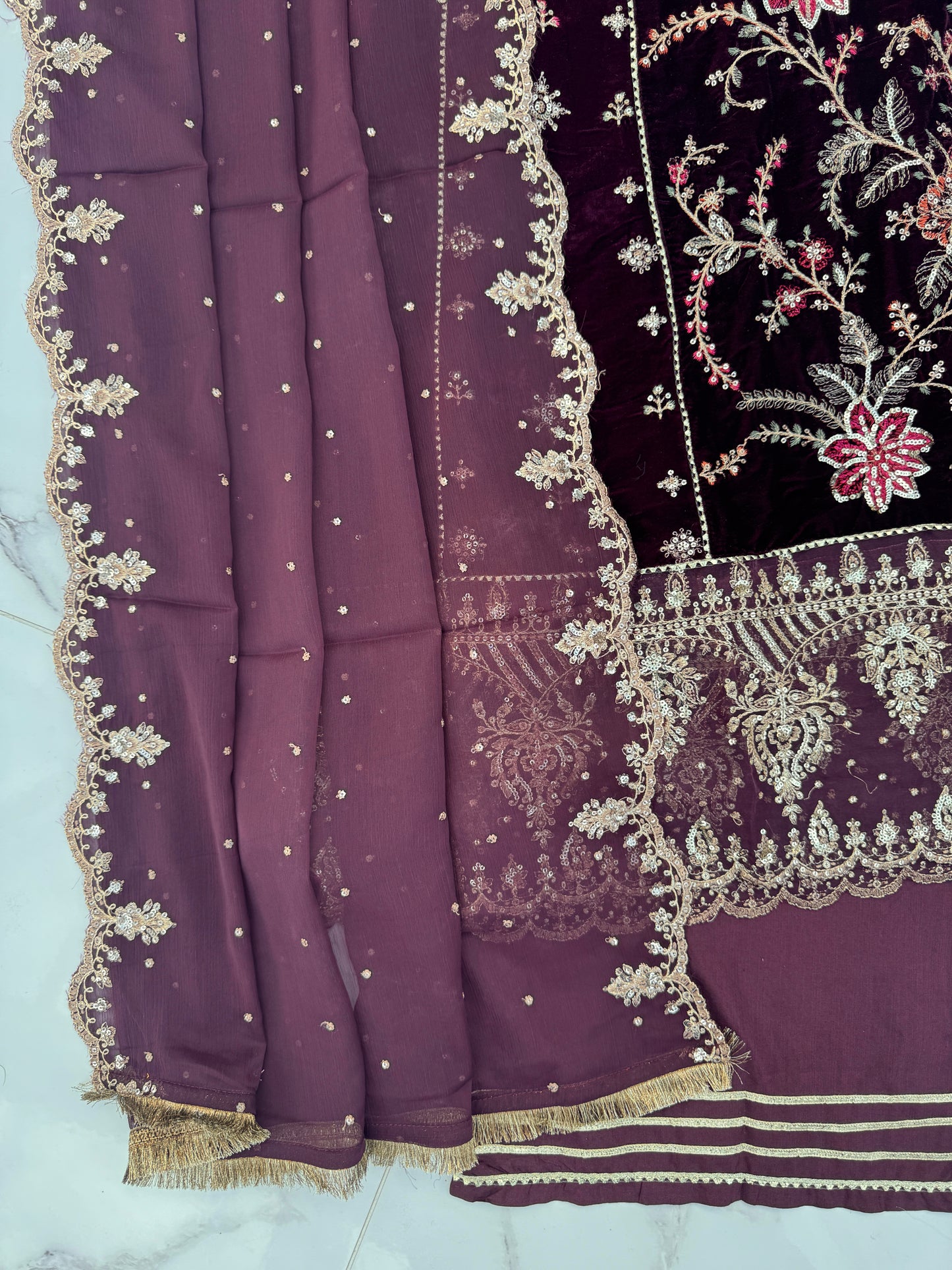 ZAHRA VELVET MARIA B INSPIRED - PURPLE