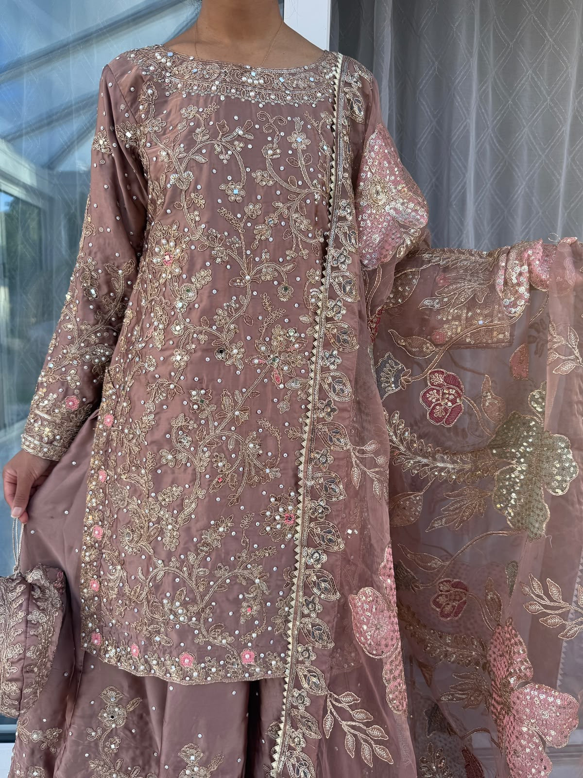 KHAANI - Embroidered luxury silk kameez with sharara