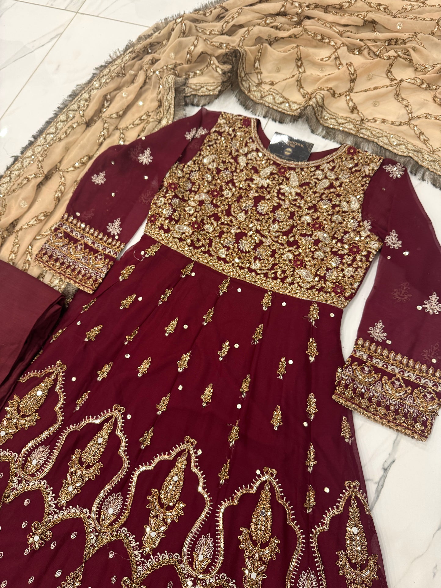 ISHQ - Embroidered chiffon readymade maxi dress