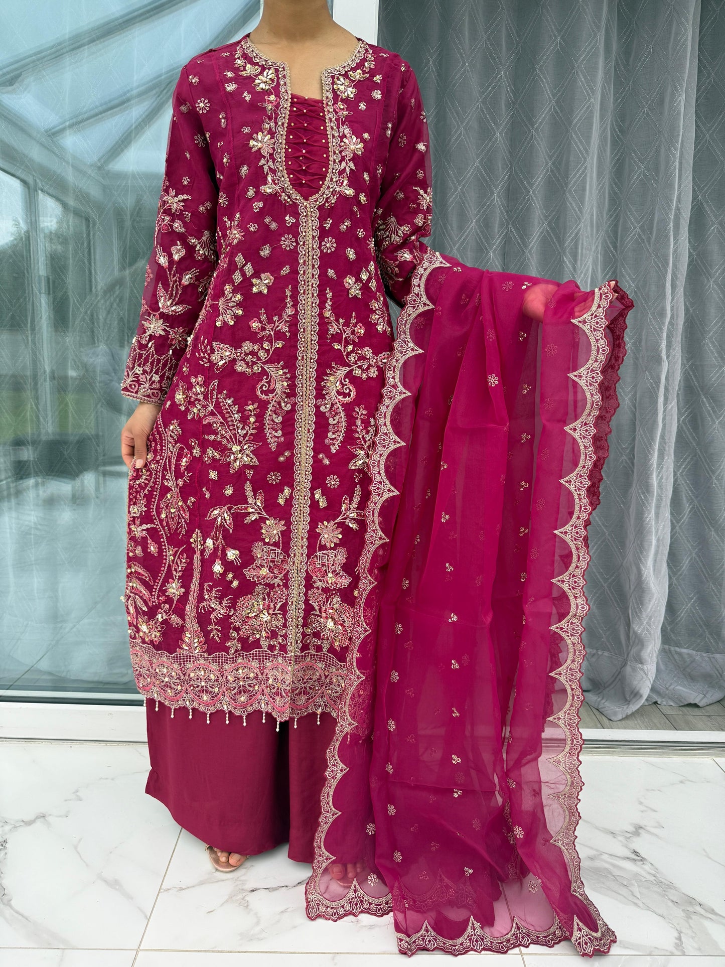 ZIKR-E-YAAR - Embroidered organza readymade outfit