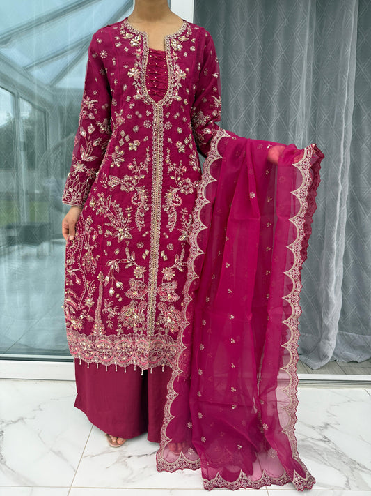 ZIKR-E-YAAR - Embroidered organza readymade outfit