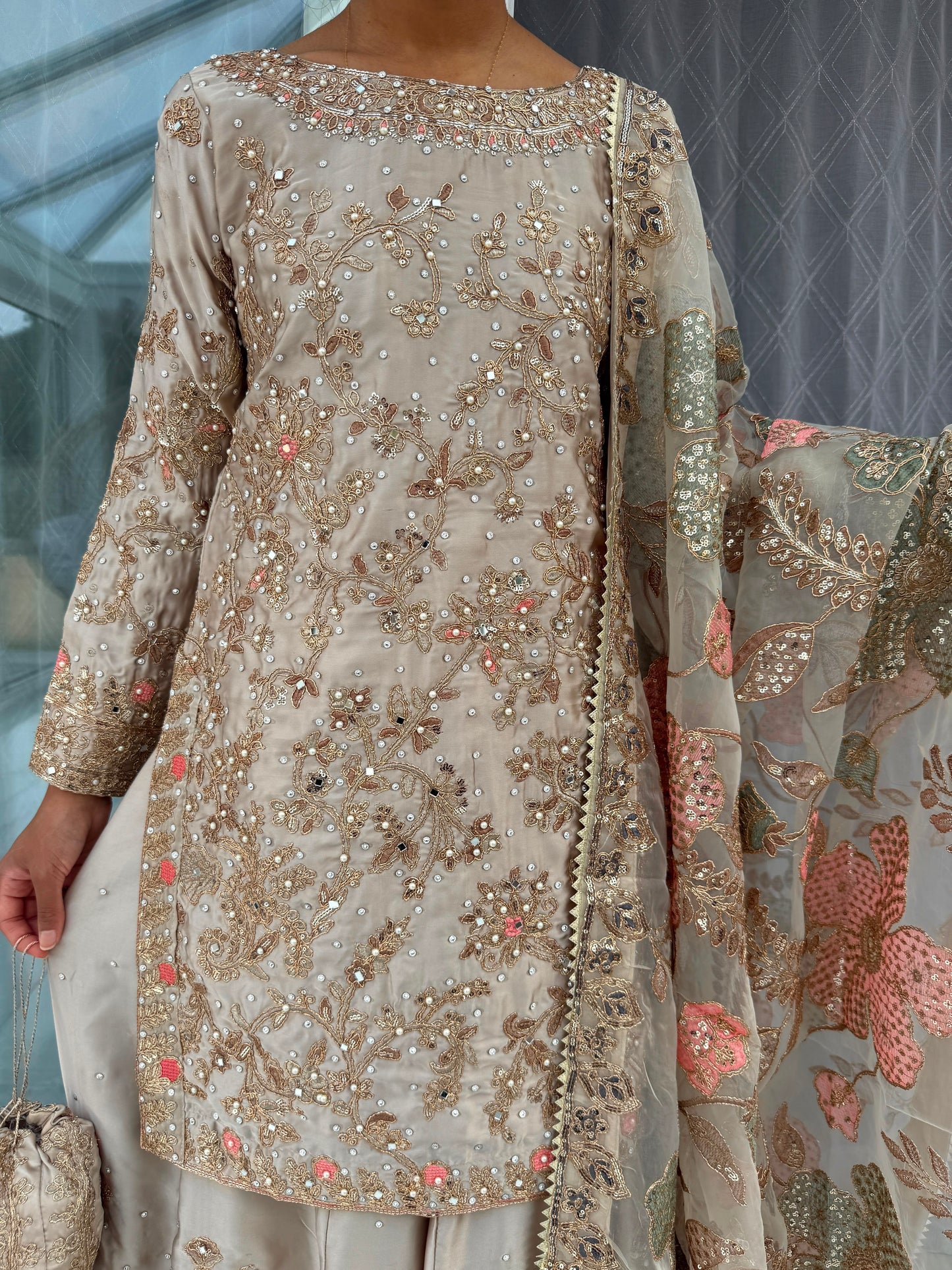 KHAANI - Embroidered silk kameez with Sharara