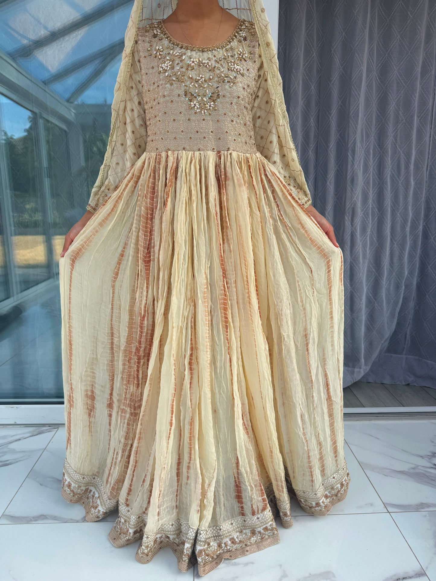 AYLA - Embroidered chiffon partywear maxi dress