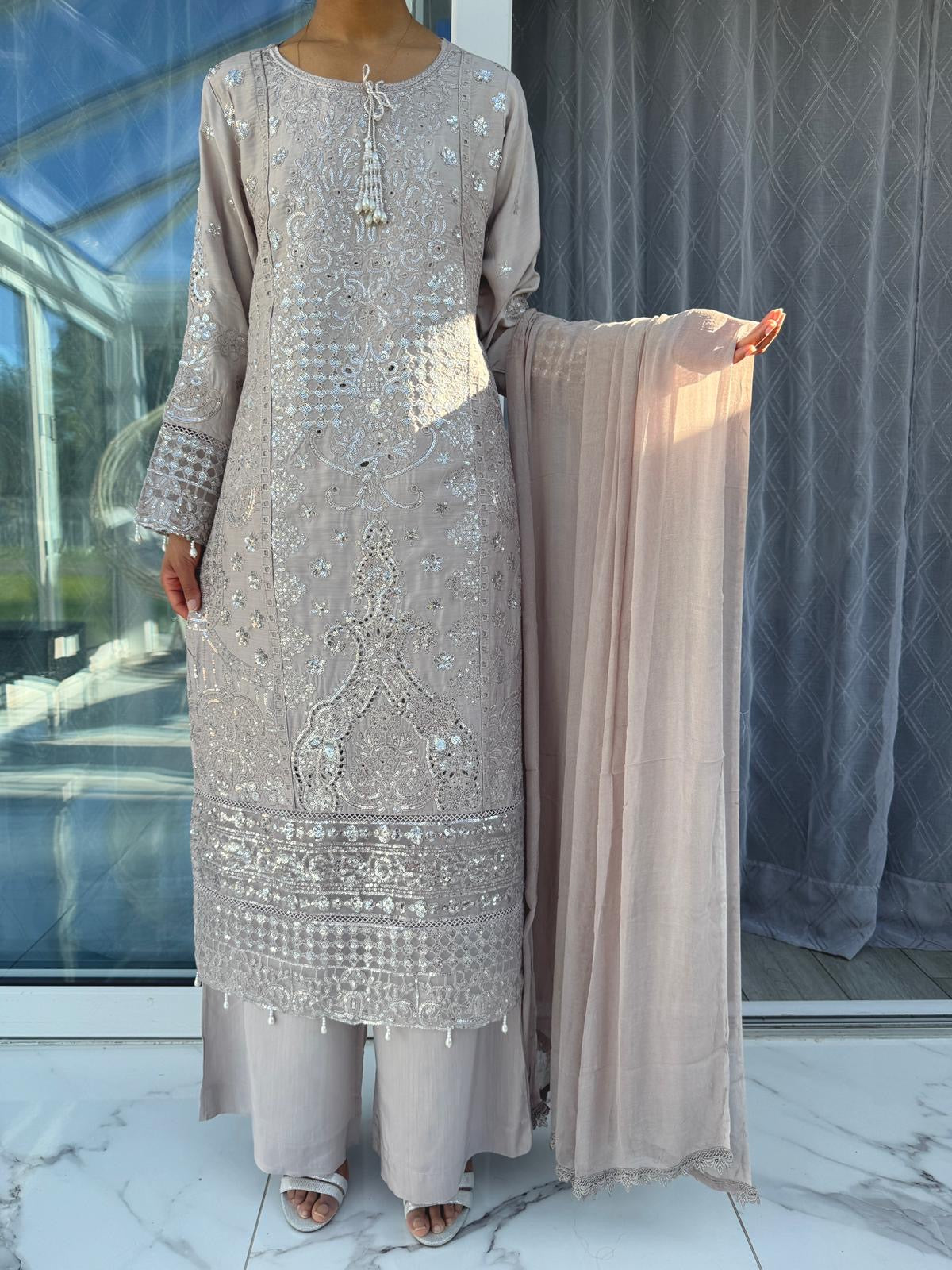 IRSA - Mother/daughter Embroidered viscose kameez with plazo