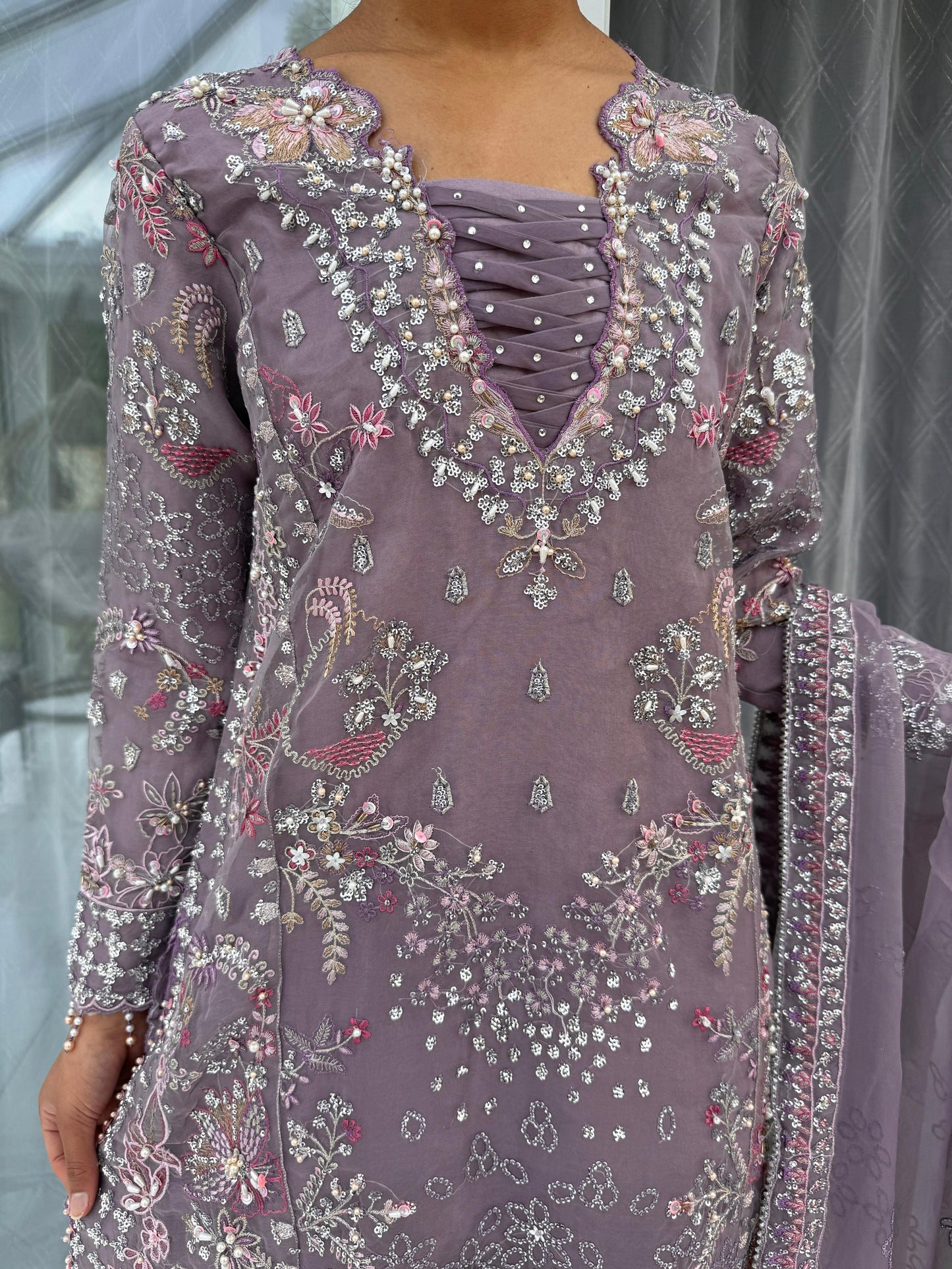 ZIKR-E-YAAR - Embroidered organza readymade outfit