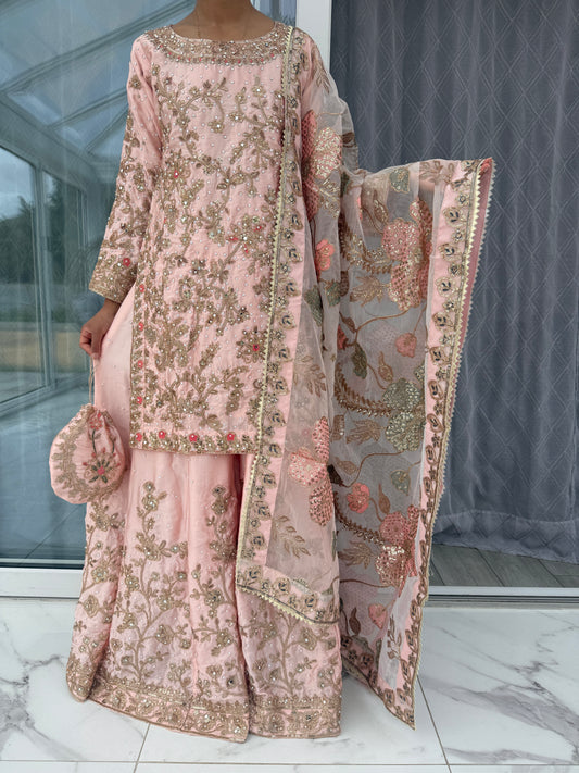 KHAANI - Luxury embroidered silk kameez with sharara