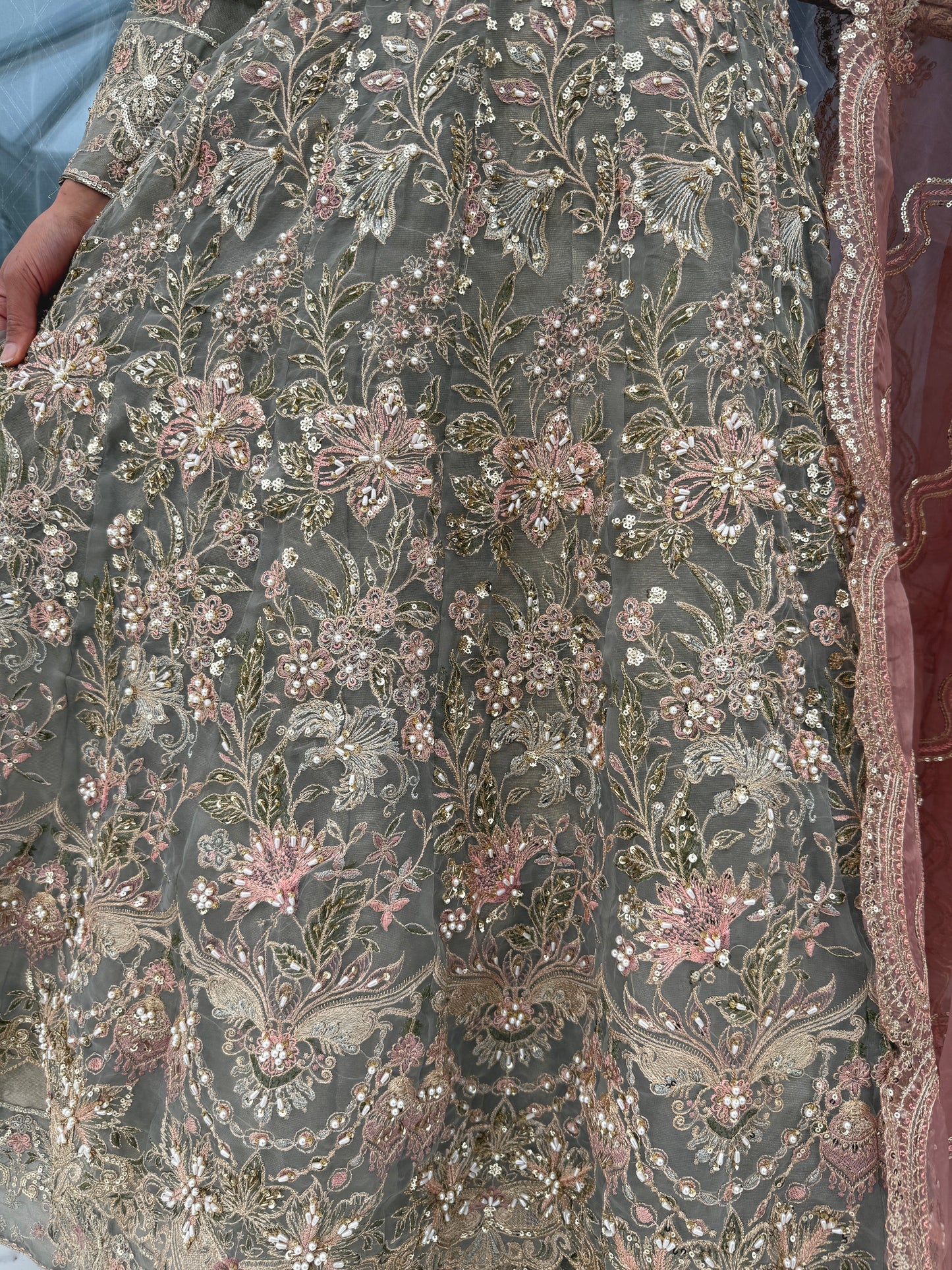 AYNOOR - Embroidered organza double layered maxi dress