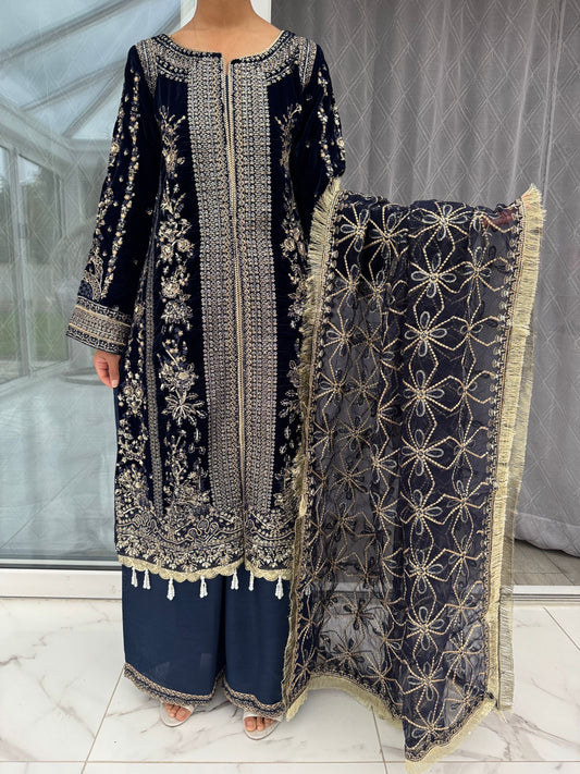 NUREH VELVET NAVY BLUE