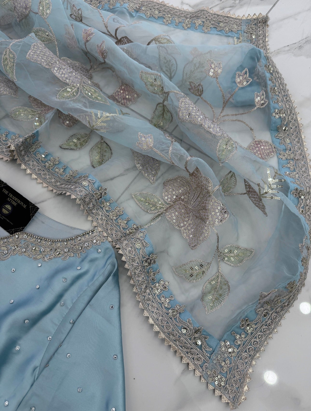 KASHISH - Embroidered silk kameez with sharara