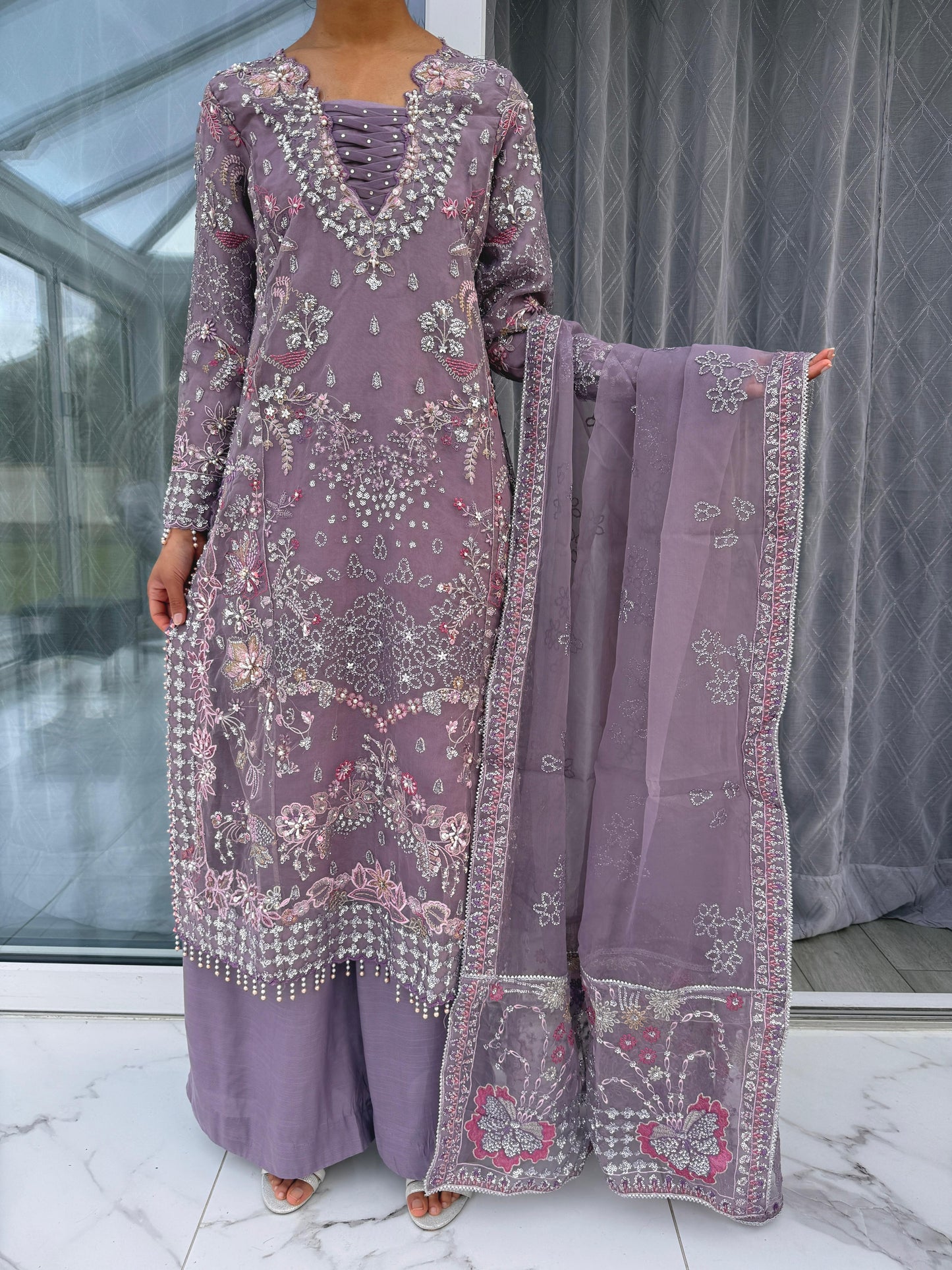 ZIKR-E-YAAR - Embroidered organza readymade outfit