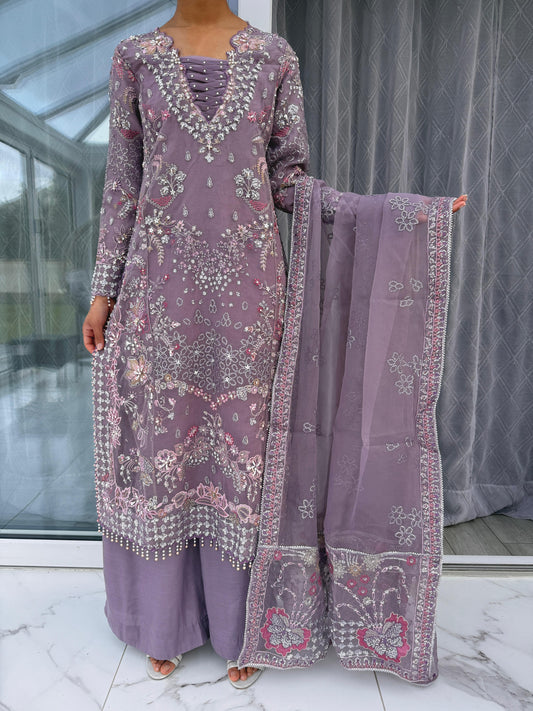 ZIKR-E-YAAR - Embroidered organza readymade outfit