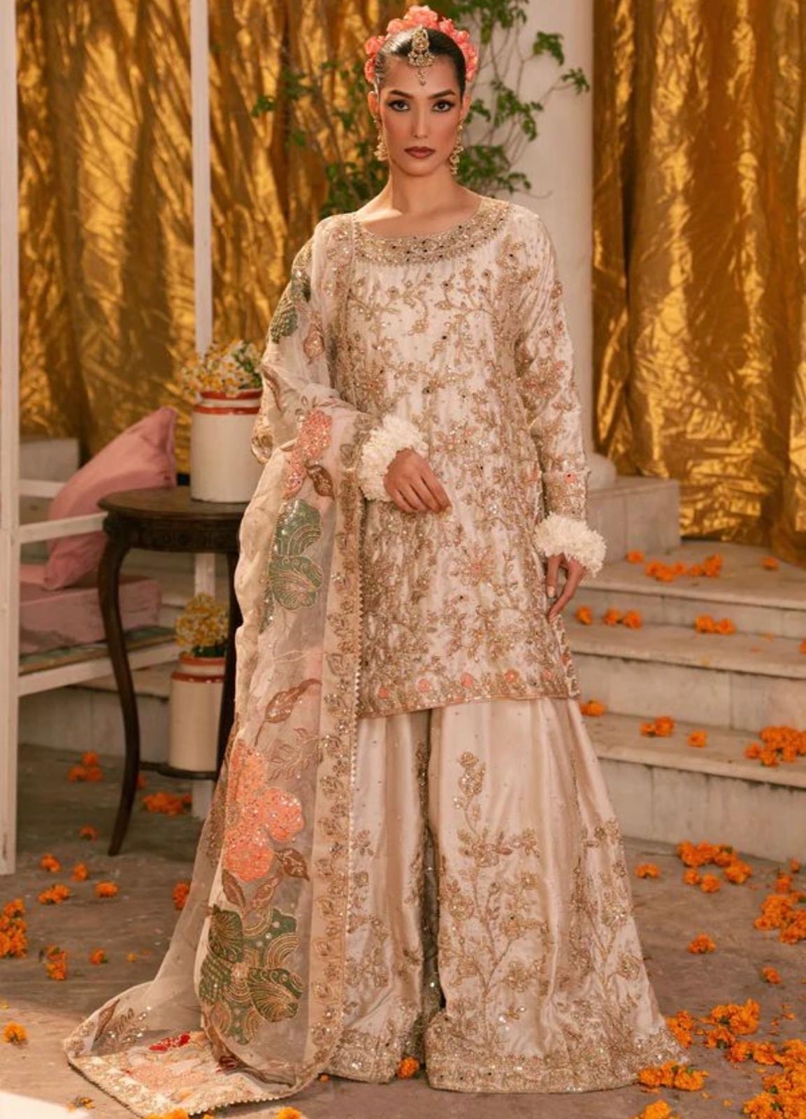 KHAANI - Luxury silk embroidered kameez with sharara