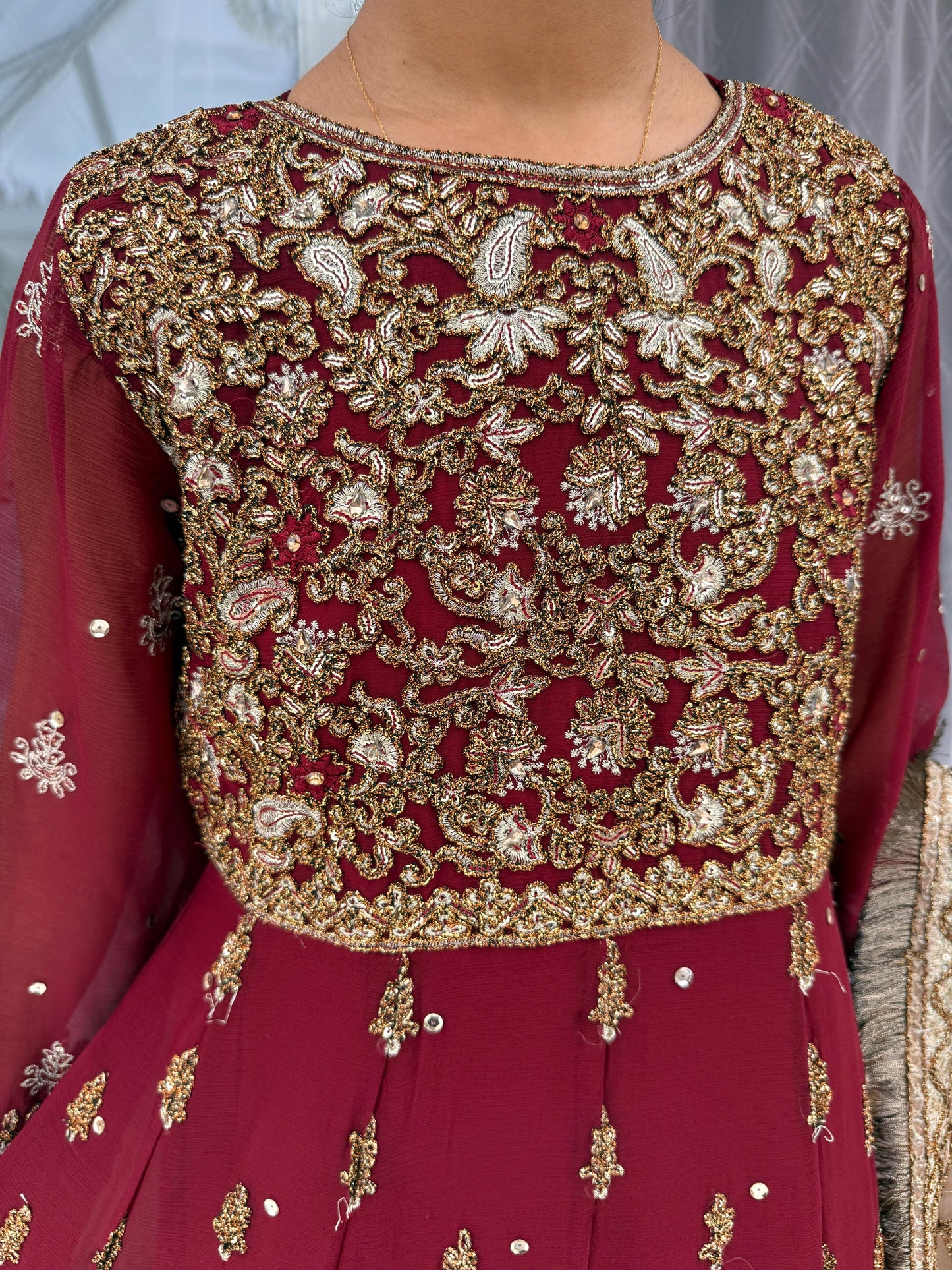 ISHQ - Embroidered chiffon readymade maxi dress