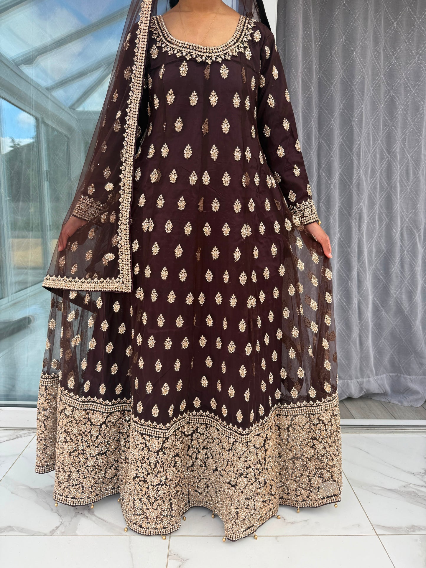 ANAYA - Embroidered net dress with stonework