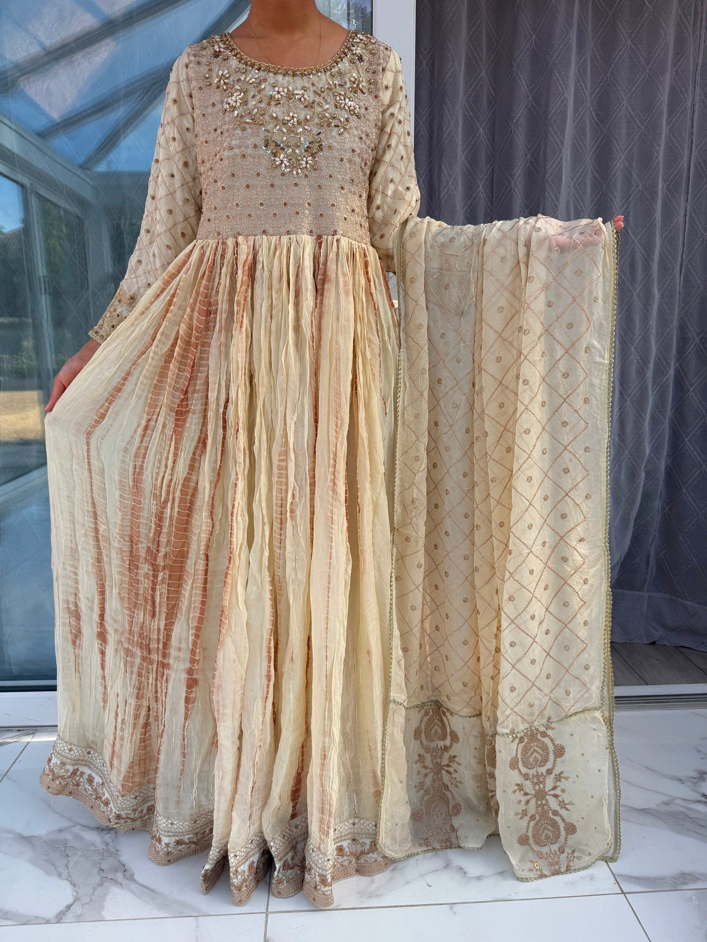 AYLA - Embroidered chiffon partywear maxi dress