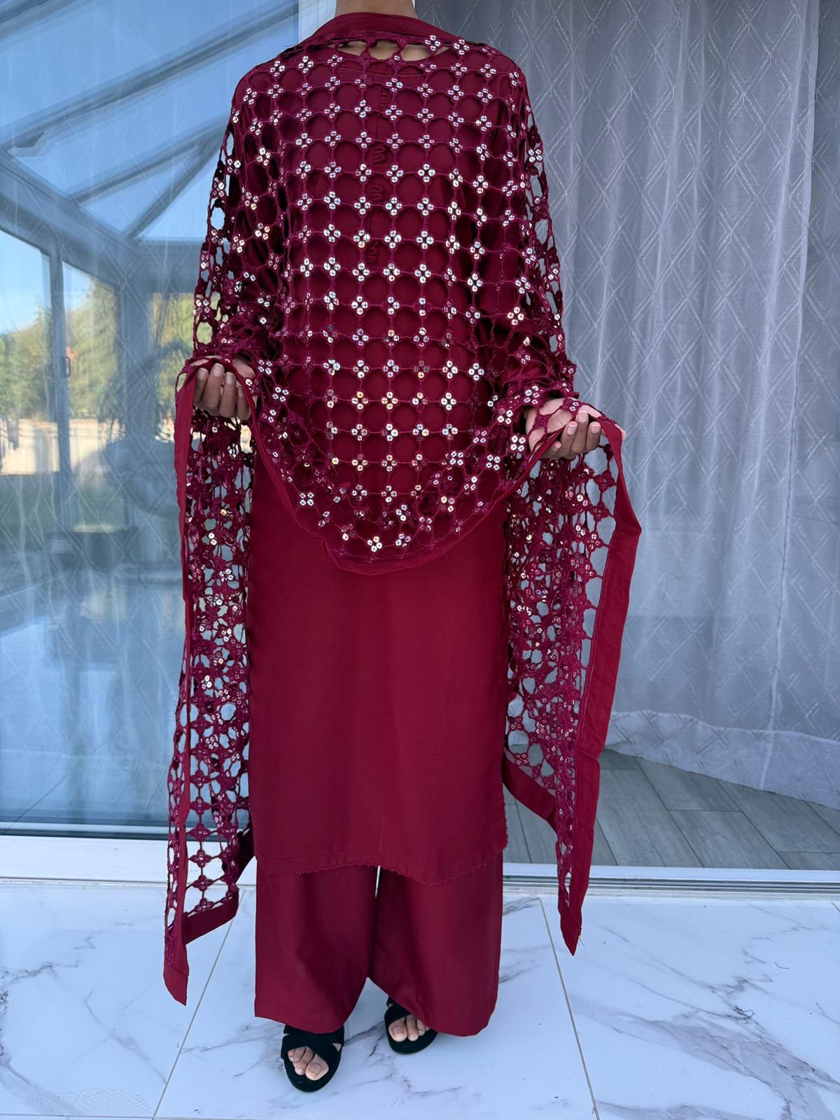 ZAR E NOOR - Winter dhanak outfit with hit foil mirror dupatta
