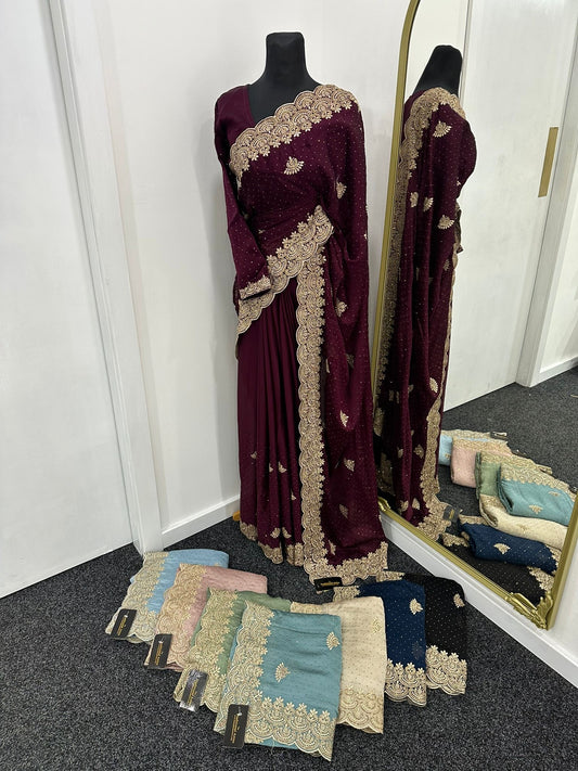 HOORAIN - Stonework Saree