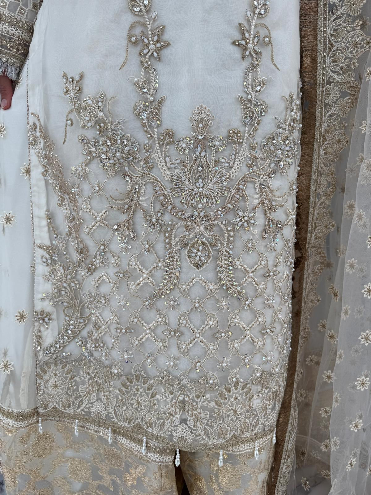 DUA - Embroidered organza partywear outfit with Sharara