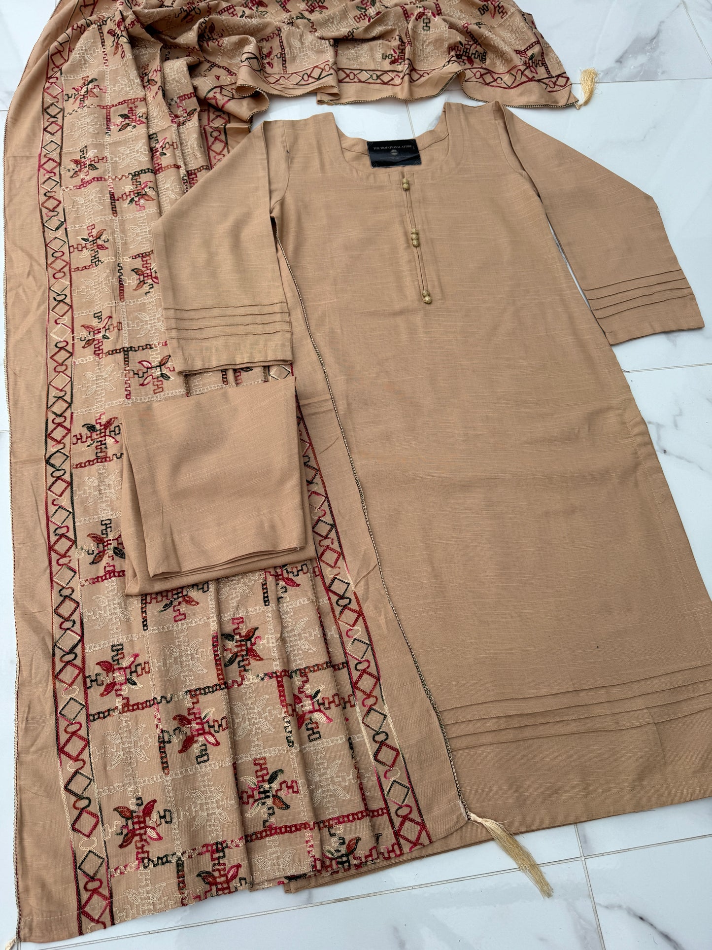 HIRA - SOFT KHADDER WITH EMBROIDERED SHAWL