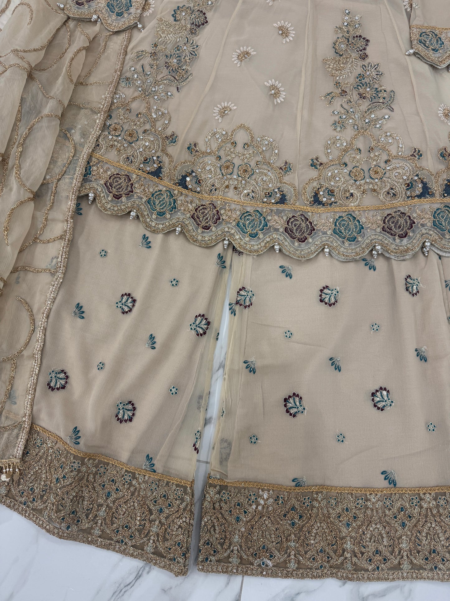 SAMAN - Luxury chiffon peplum dress with plazo