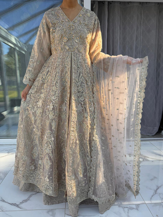 MUSHQ - Embroidered double layered net dress with handwork and pearls