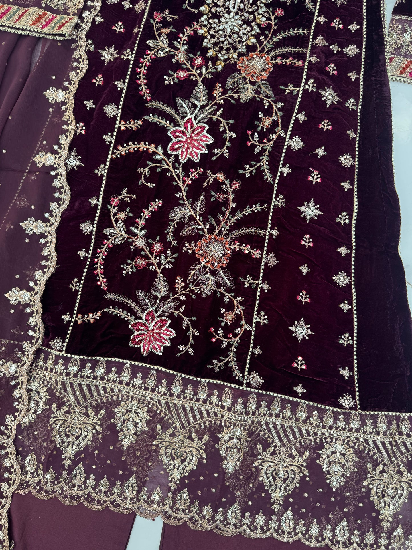 ZAHRA VELVET MARIA B INSPIRED - PURPLE