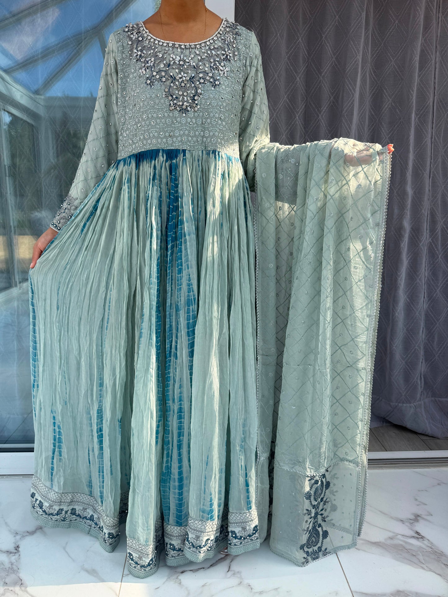 AYLA - Embroidered chiffon partywear maxi dress