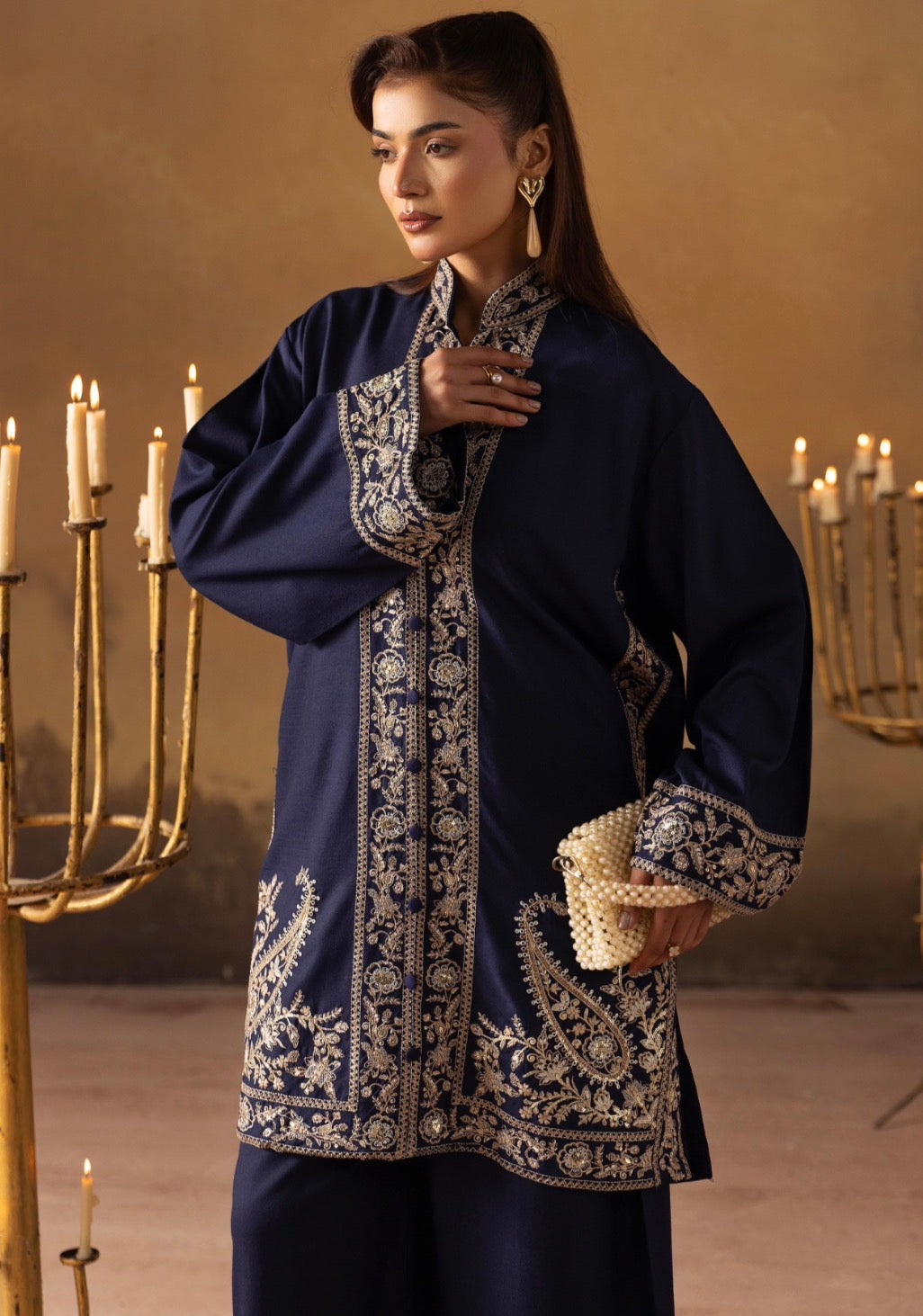 KHAADI COORDS - Embroidered 2 pc Dhanak Khaadi Inspired Co-ords Blue