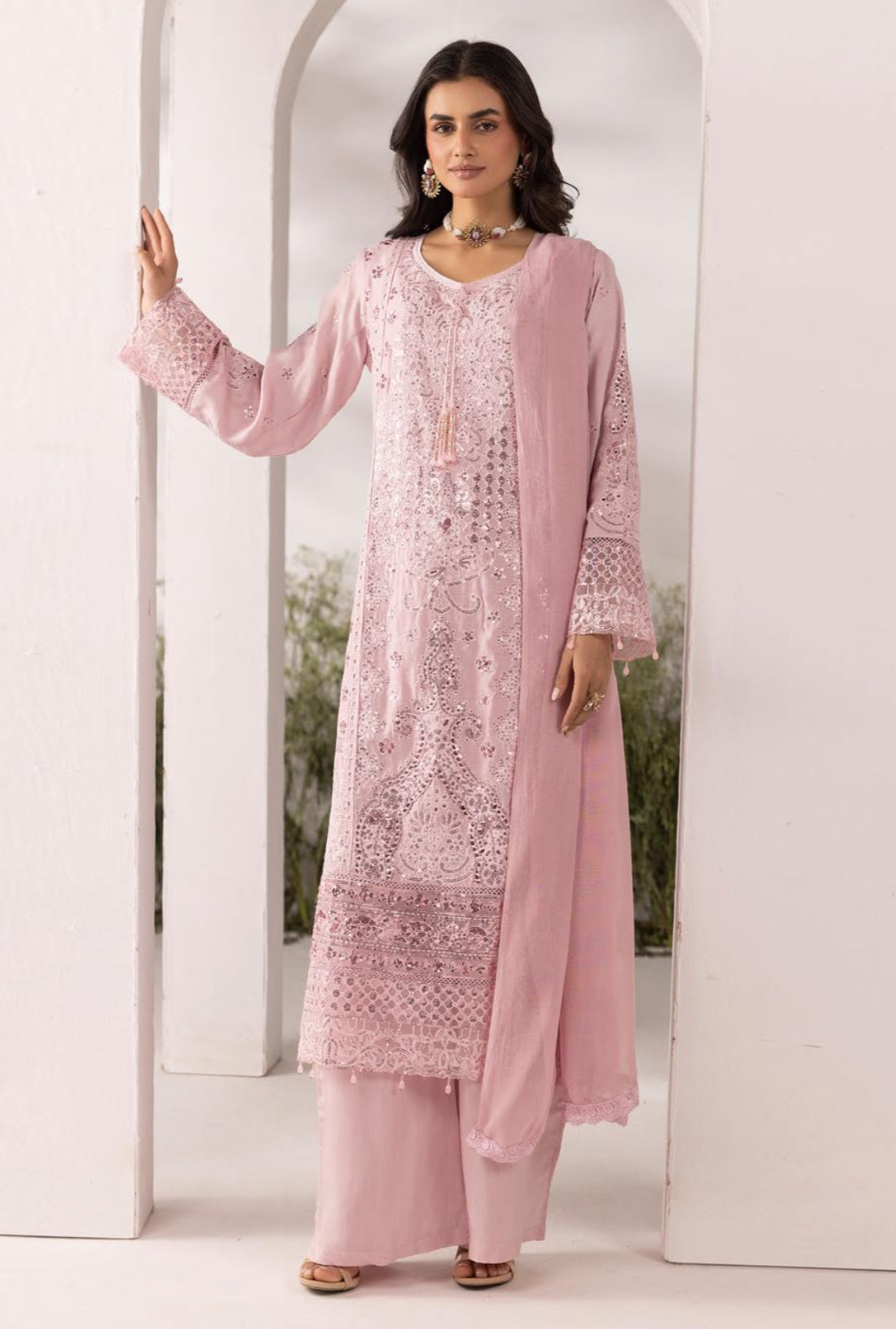 IRSA - Mother/daughter embroidered viscose kameez with plazo