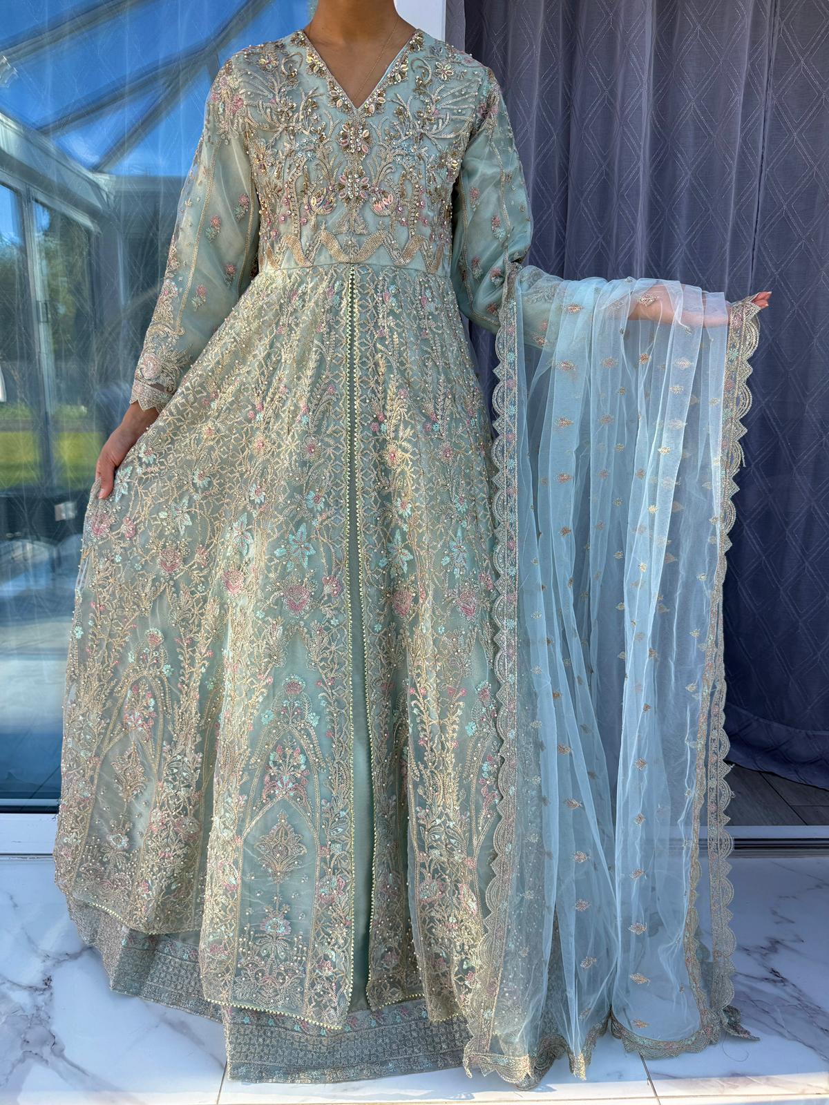 MUSHQ - Embroidered double layered net dress with handwork and pearls