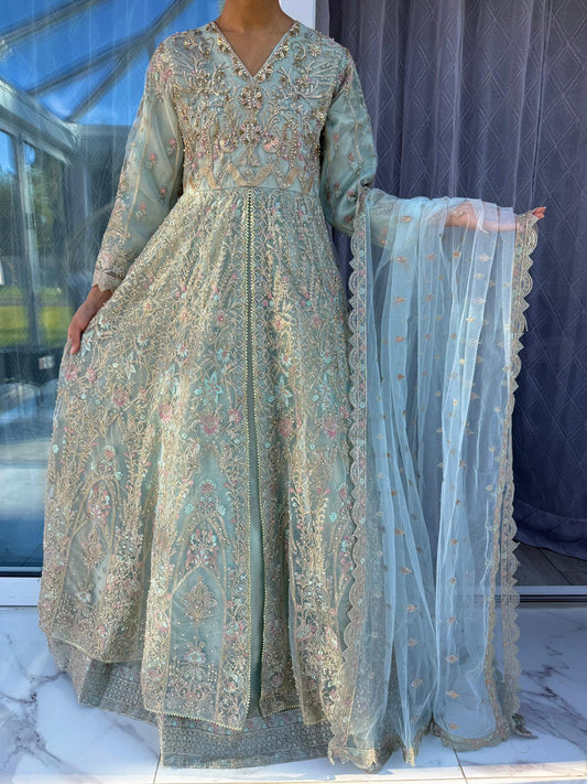 MUSHQ - Embroidered double layered net dress with handwork and pearls