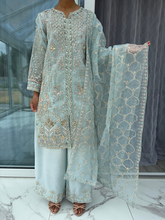 INAYA - Embroidered organza kameez with plazo and dupatta