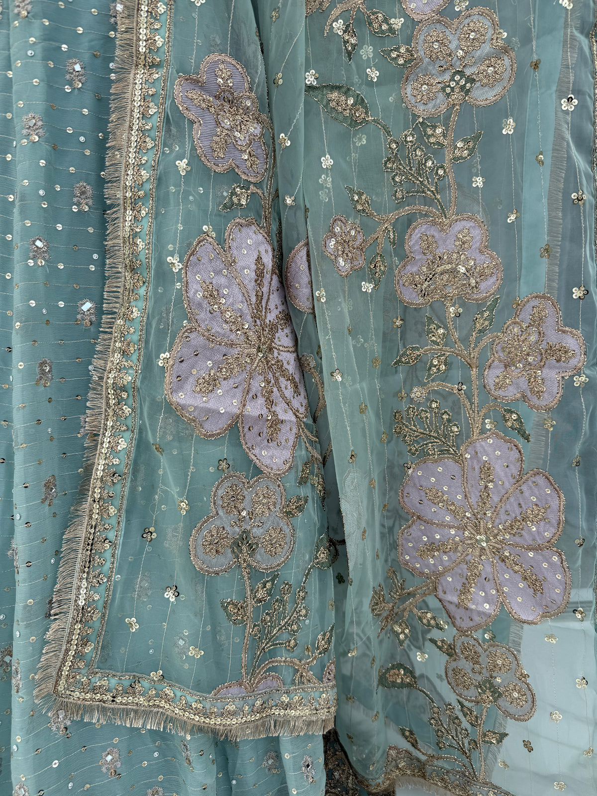 KAINAZ - Embroidered chiffon partywear maxi dress