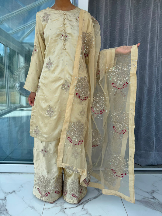 KAASH - Embroidered silk kameez with plazo