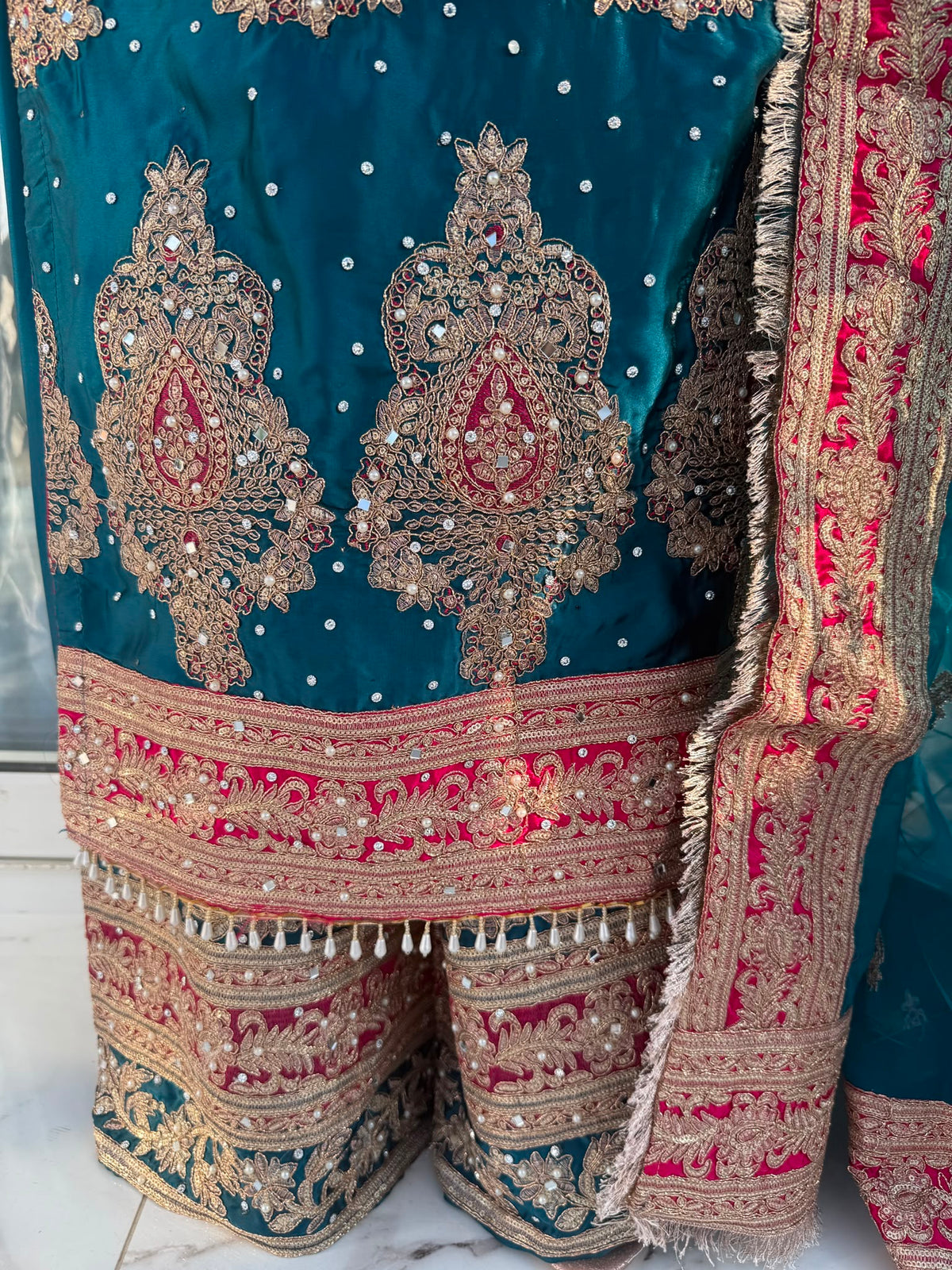 HEERIYE - Luxury embroidered silk kameez with plazo