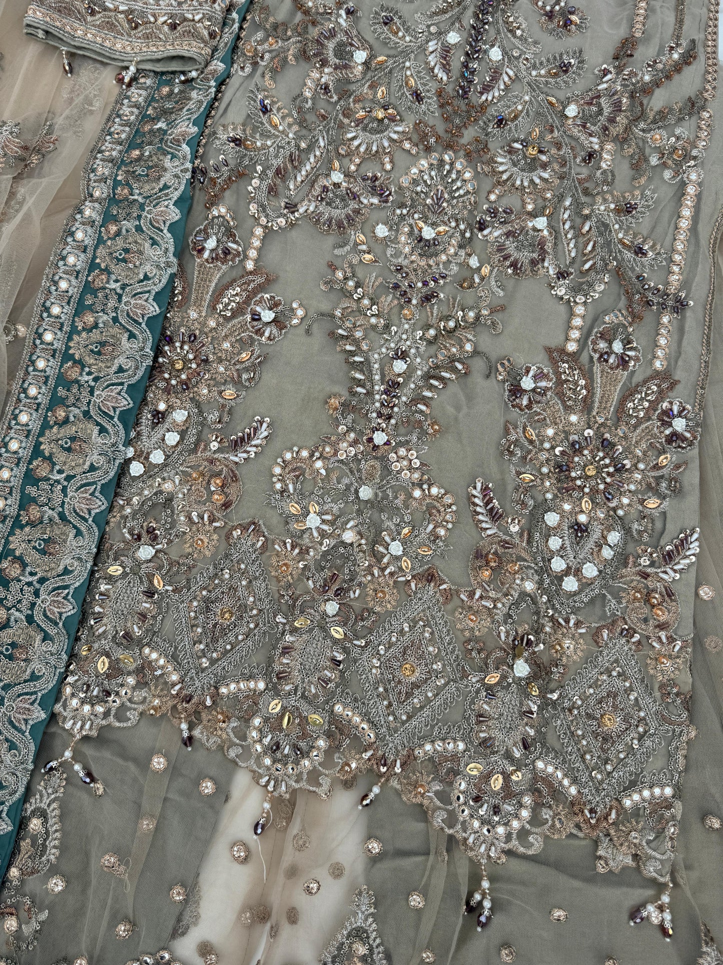 ALIYNA - Heavy embroidered net kameez with Sharara
