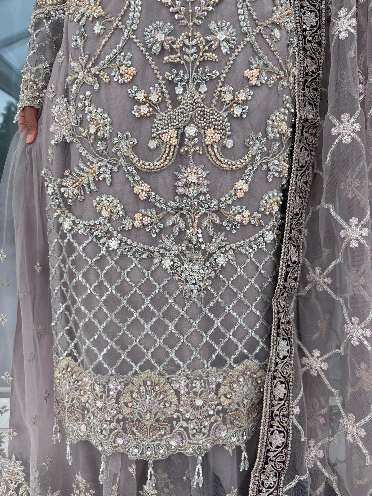 SAMAYA - Heavy embroidered net kameez with Sharara