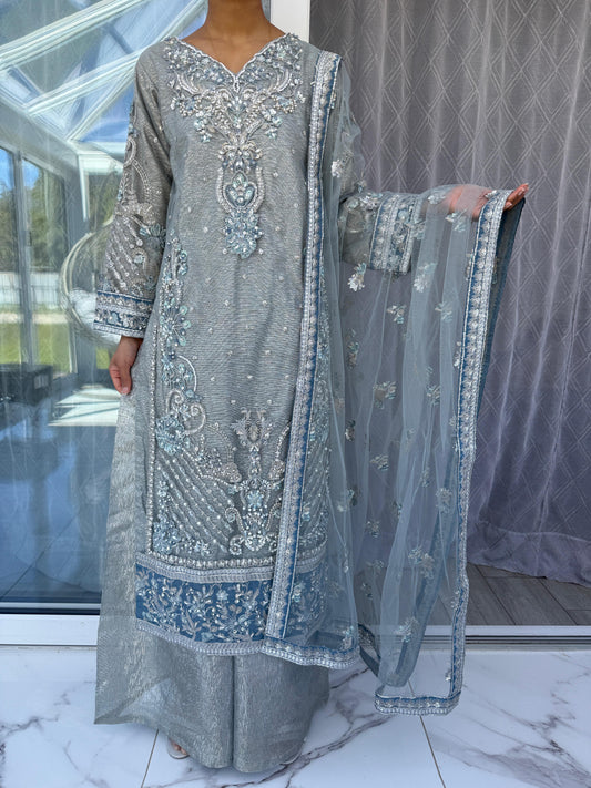 MAIRA - Handwork embellished net kameez with sharara
