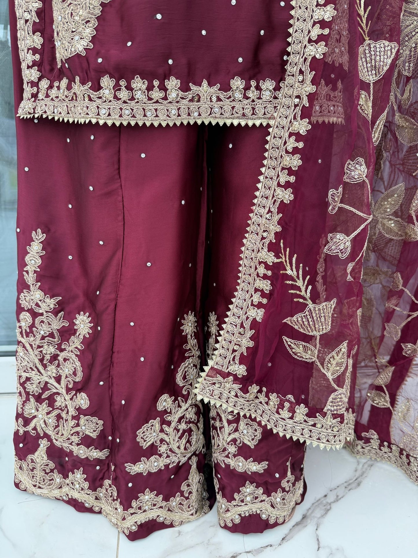KASHISH 2 - Embroidered silk kameez with Sharara