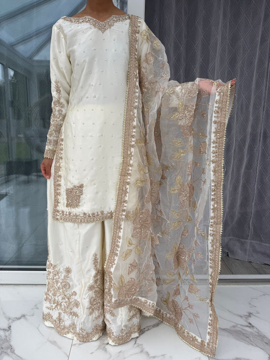 KASHISH 2 - Embroidered silk kameez with Sharara