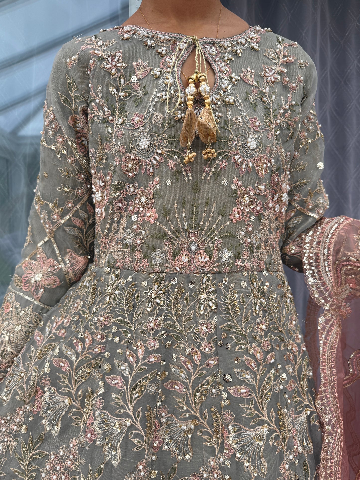 AYNOOR - Embroidered organza double layered maxi dress